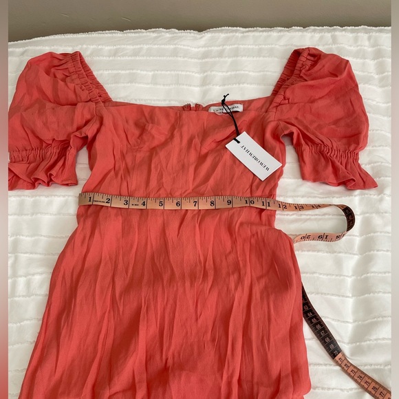 Weworewhat Puff Sleeve Midi Dress in Coral Size 0 - Picture 4 of 10